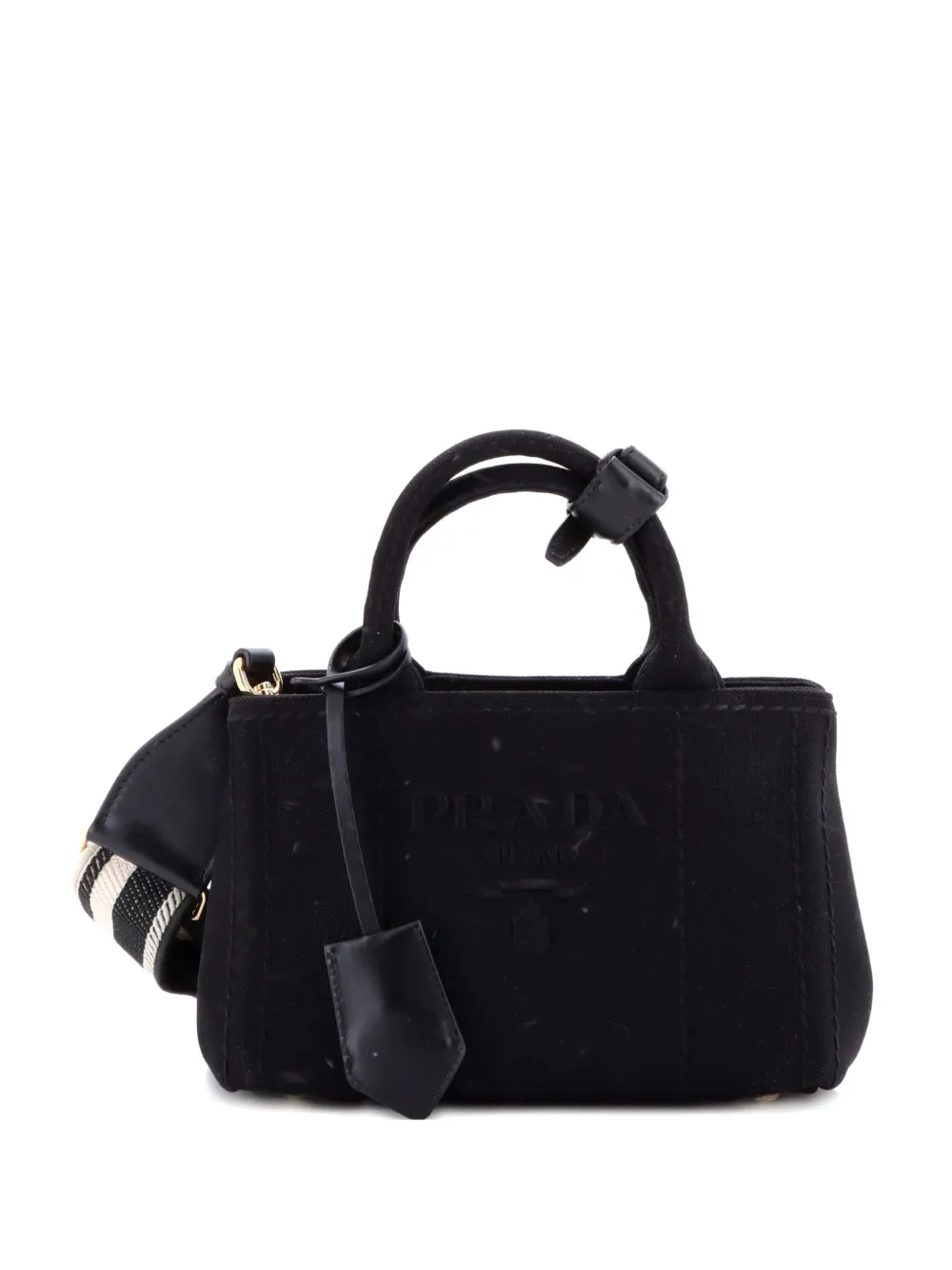 Prada Pre-Owned Logo Jardiniere Canvas Mini tote bag - Nero