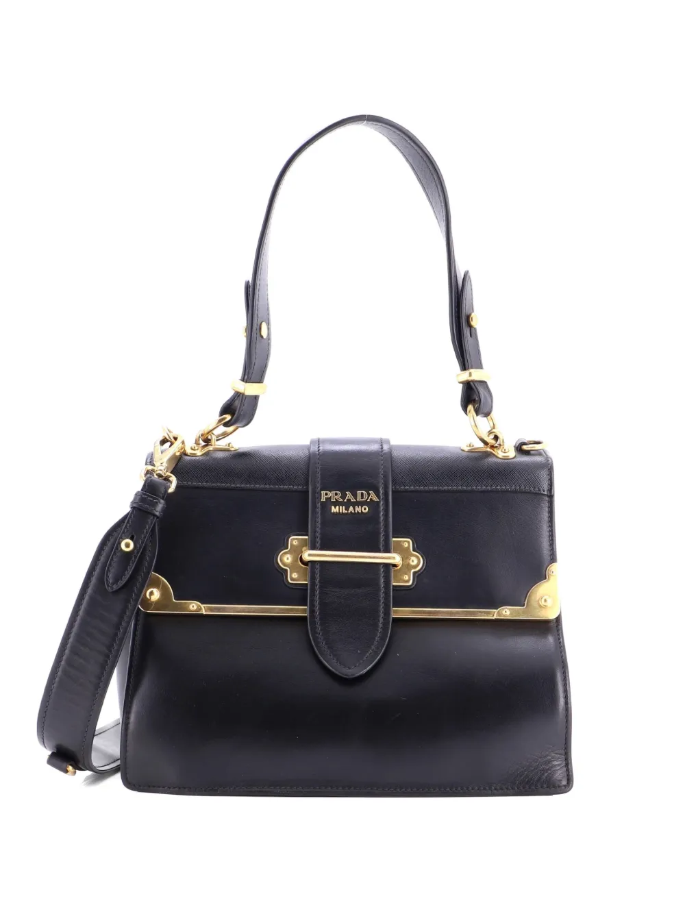 Prada Pre-Owned Cahier Convertible City Calf and Saffiano Medium shoulder bag - Nero