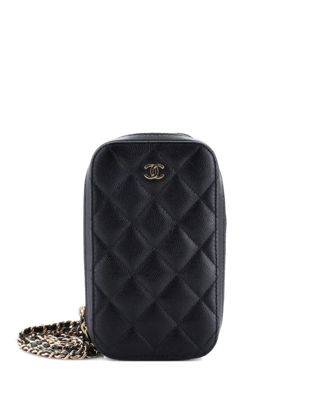 CHANEL Pre-Owned Zip Around Phone Case with Chain Quilted Caviar crossbody bag - Nero