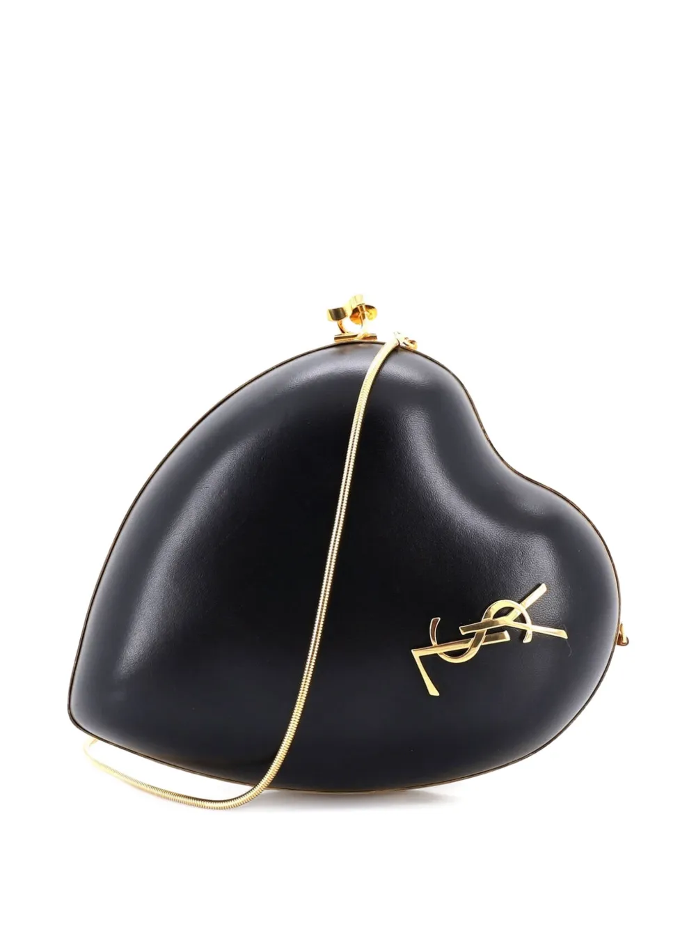 Saint Laurent Pre-Owned Kleine Love Heart Box Clutch aus Leder mit Kettenriemen - Schwarz