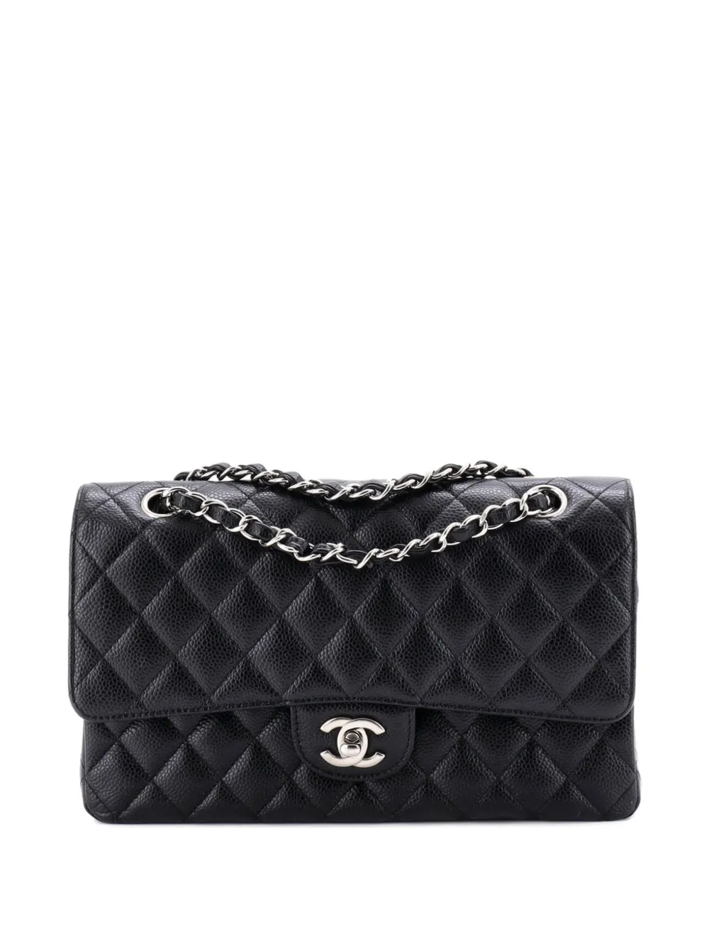 CHANEL Pre-Owned Classic Double Flap Bag Quilted Caviar Medium shoulder bag - Nero