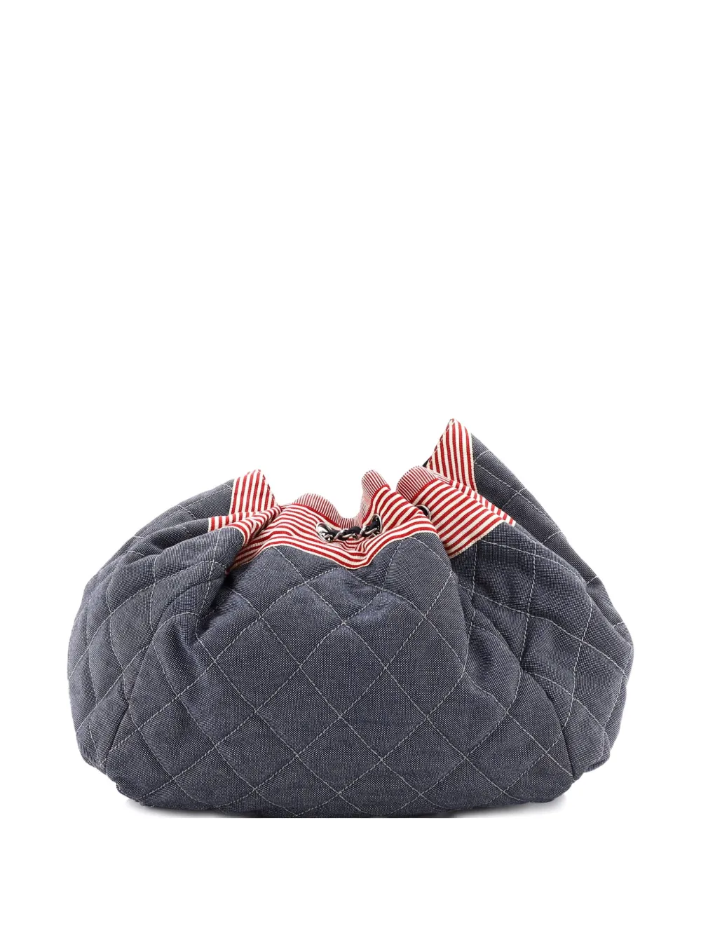 Chanel Pre-owned Stretch Spirit Cabas Quilted Denim Large Shoulder Bag in Blue, view 2