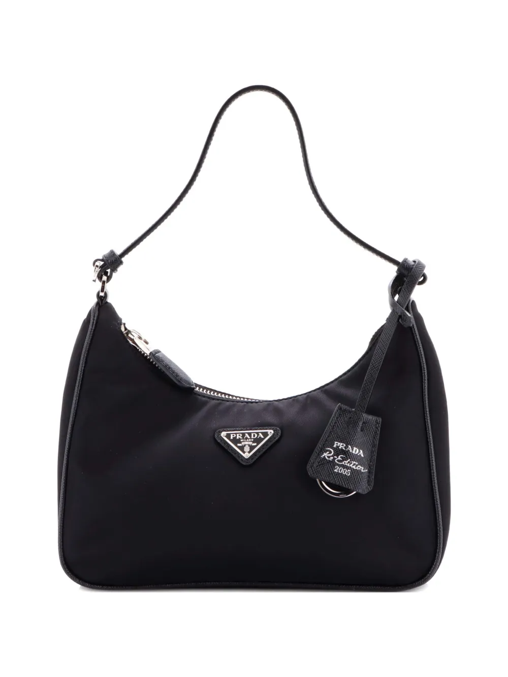 Prada Pre-Owned Re-Edition 2005 Tessuto with Saffiano Leather Mini hobo bag - Nero