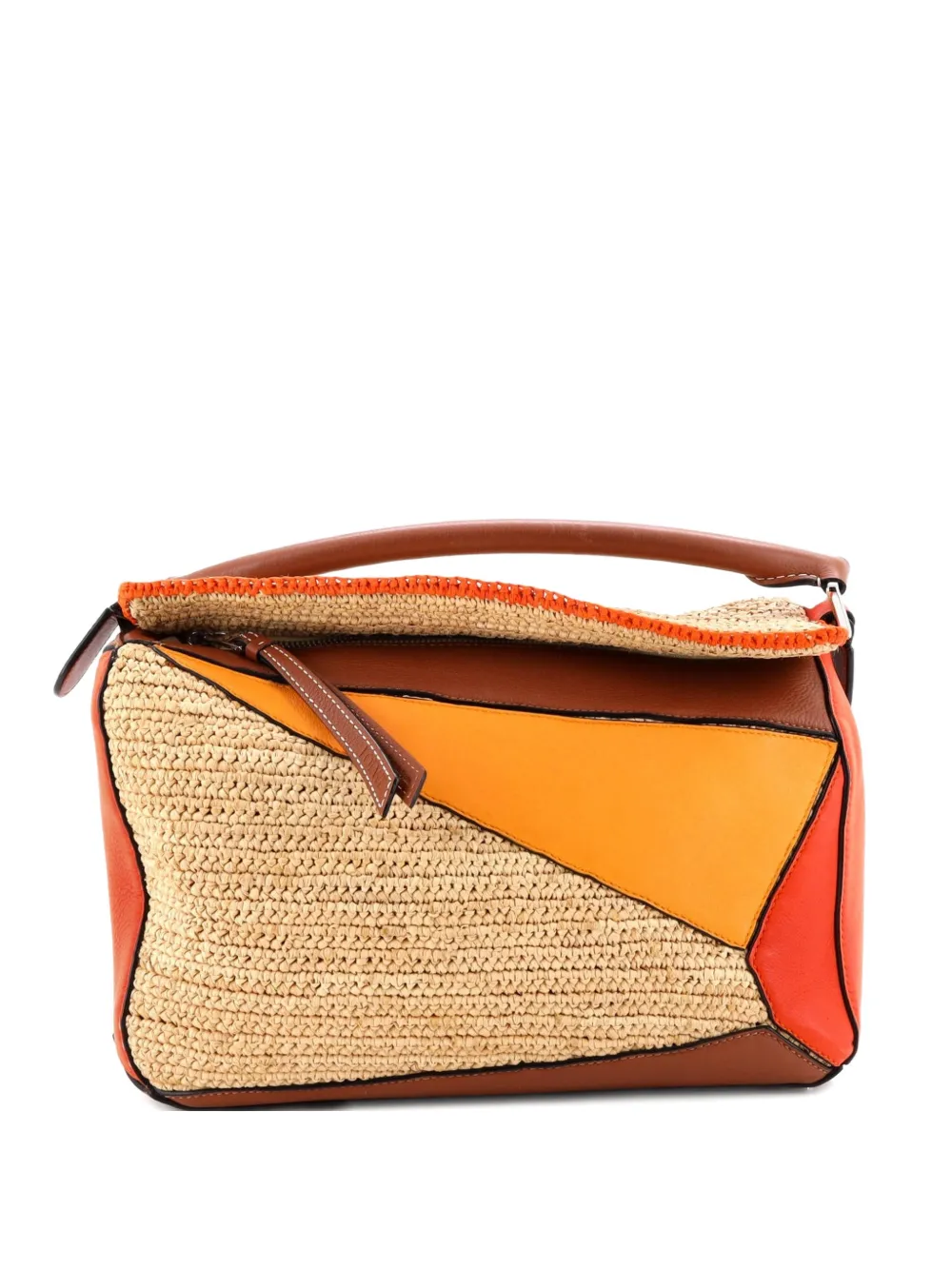 Loewe Pre-Owned Puzzle Bag Leather and Raffia Medium shoulder bag - Multicolore