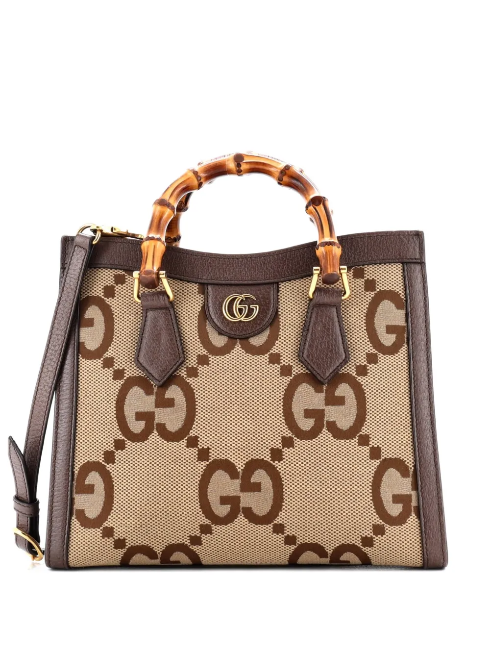 Gucci Pre-Owned Diana NM Bamboo Handle Jumbo GG Canvas Small tote bag - Marrone