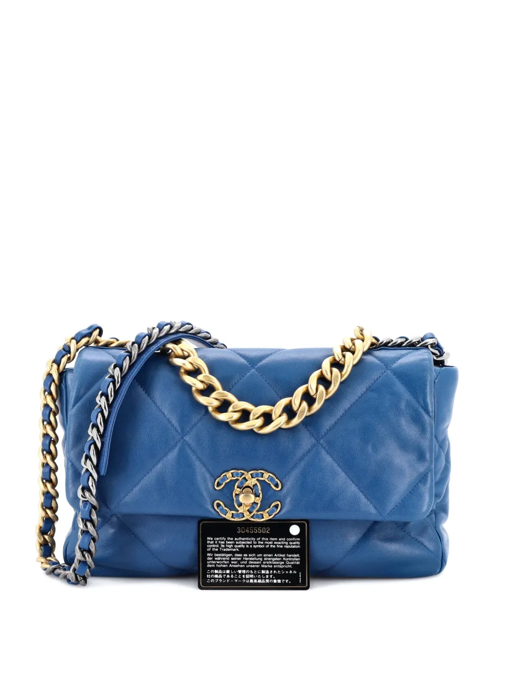 CHANEL Pre-Owned 19 Flap Bag Quilted Leather Large crossbody bag - Blu