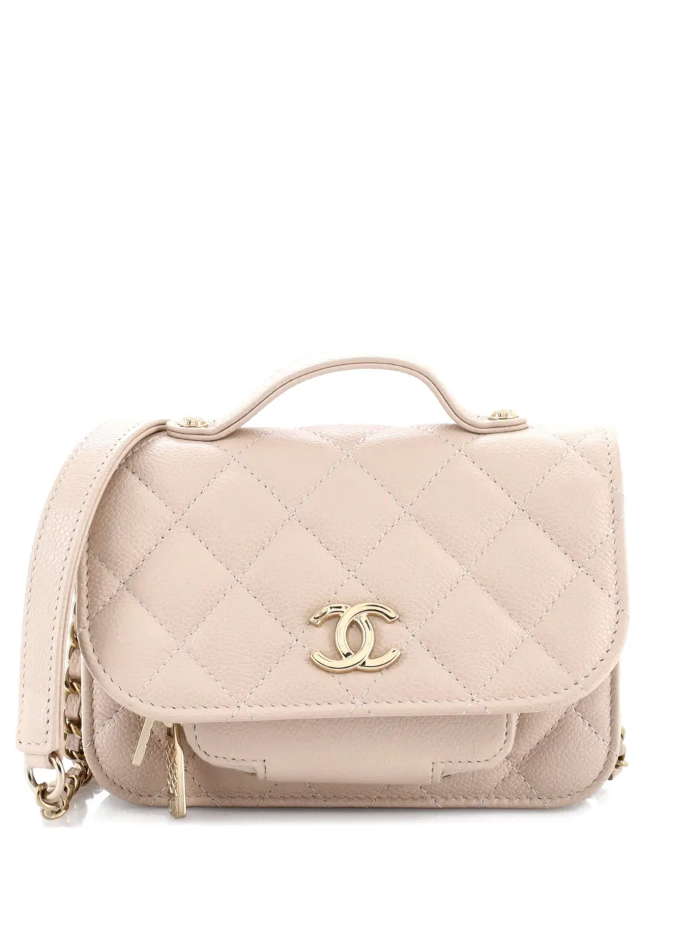 CHANEL Pre-Owned Business Affinity Flap Clutch with Chain Quilted Caviar crossbody bag - Toni neutri