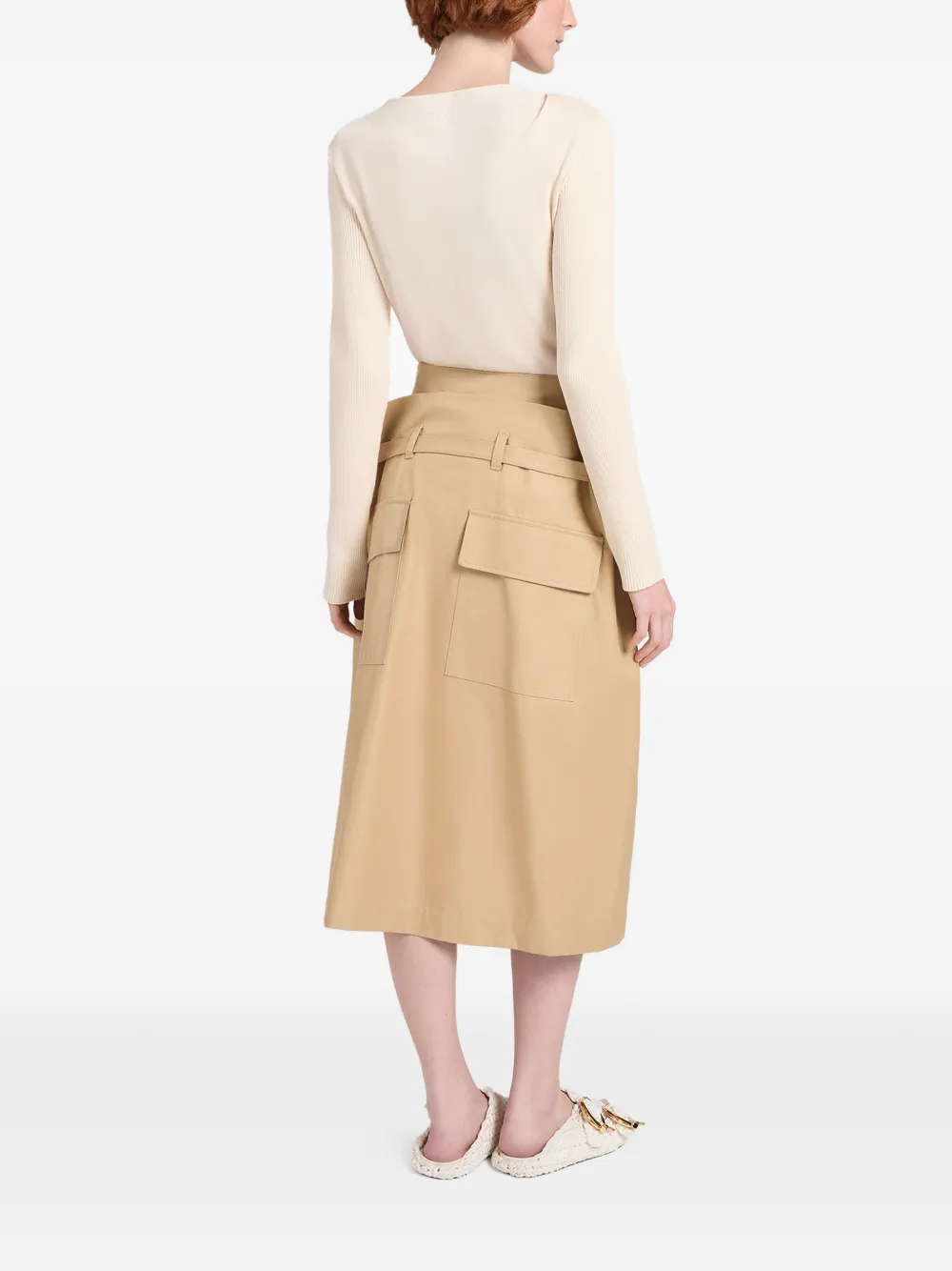 Paperbag-Waist Midi Skirt
