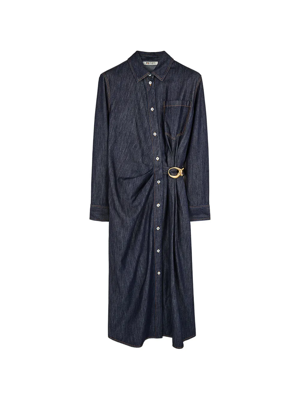 Ports 1961 draped denim midi dress - Blu