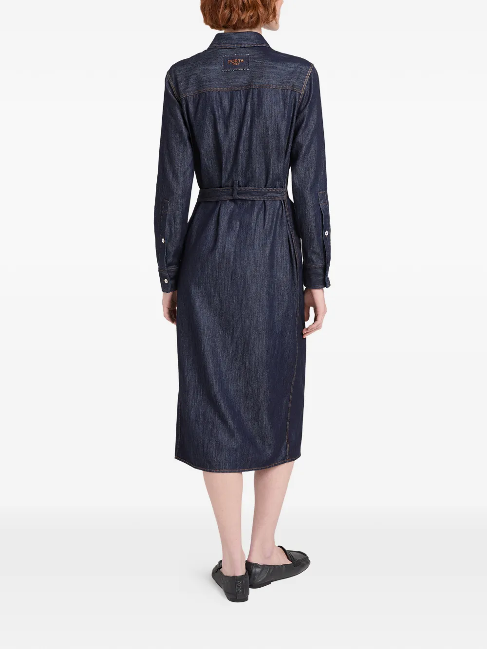 Ports 1961 Gedrapeerde denim midi-jurk Blauw