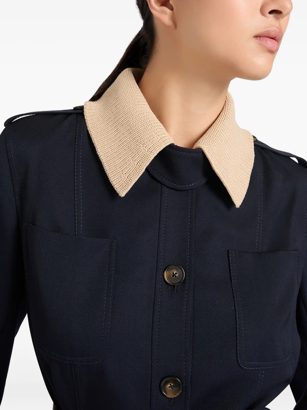 Ports 1961 Jack met geribbelde kraag en ceintuur Blauw