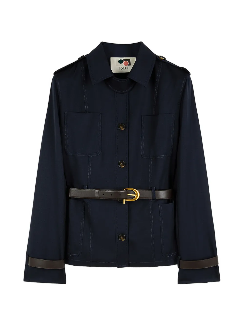 Ports 1961 Jack met geribbelde kraag en ceintuur Blauw