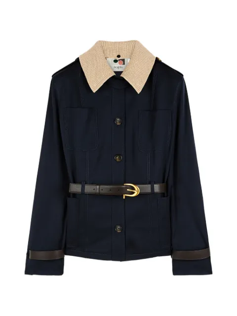 Ports 1961 belted ribbed-collar jacket