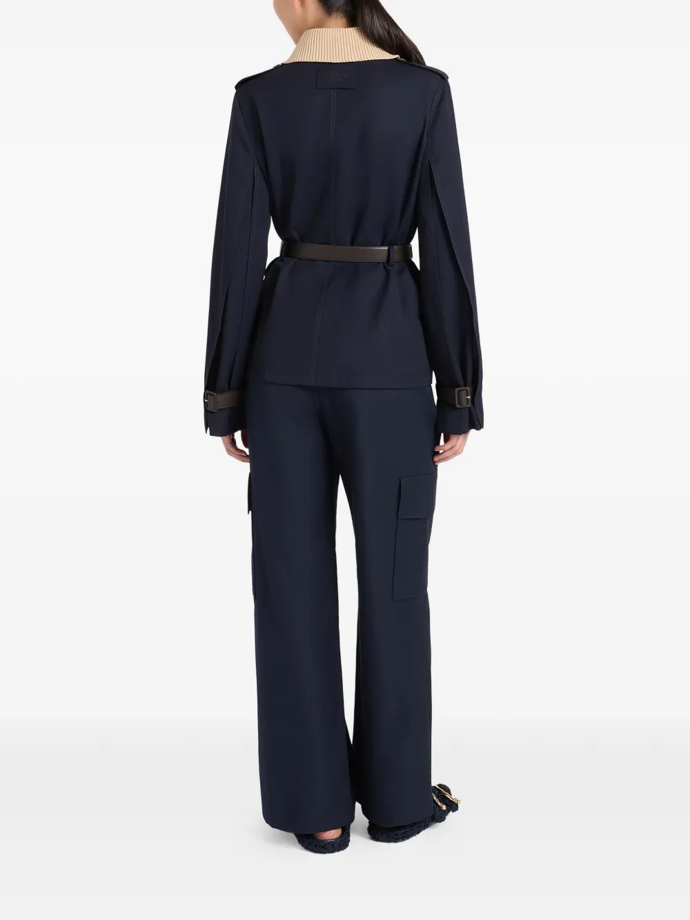 Ports 1961 Jack met geribbelde kraag en ceintuur Blauw
