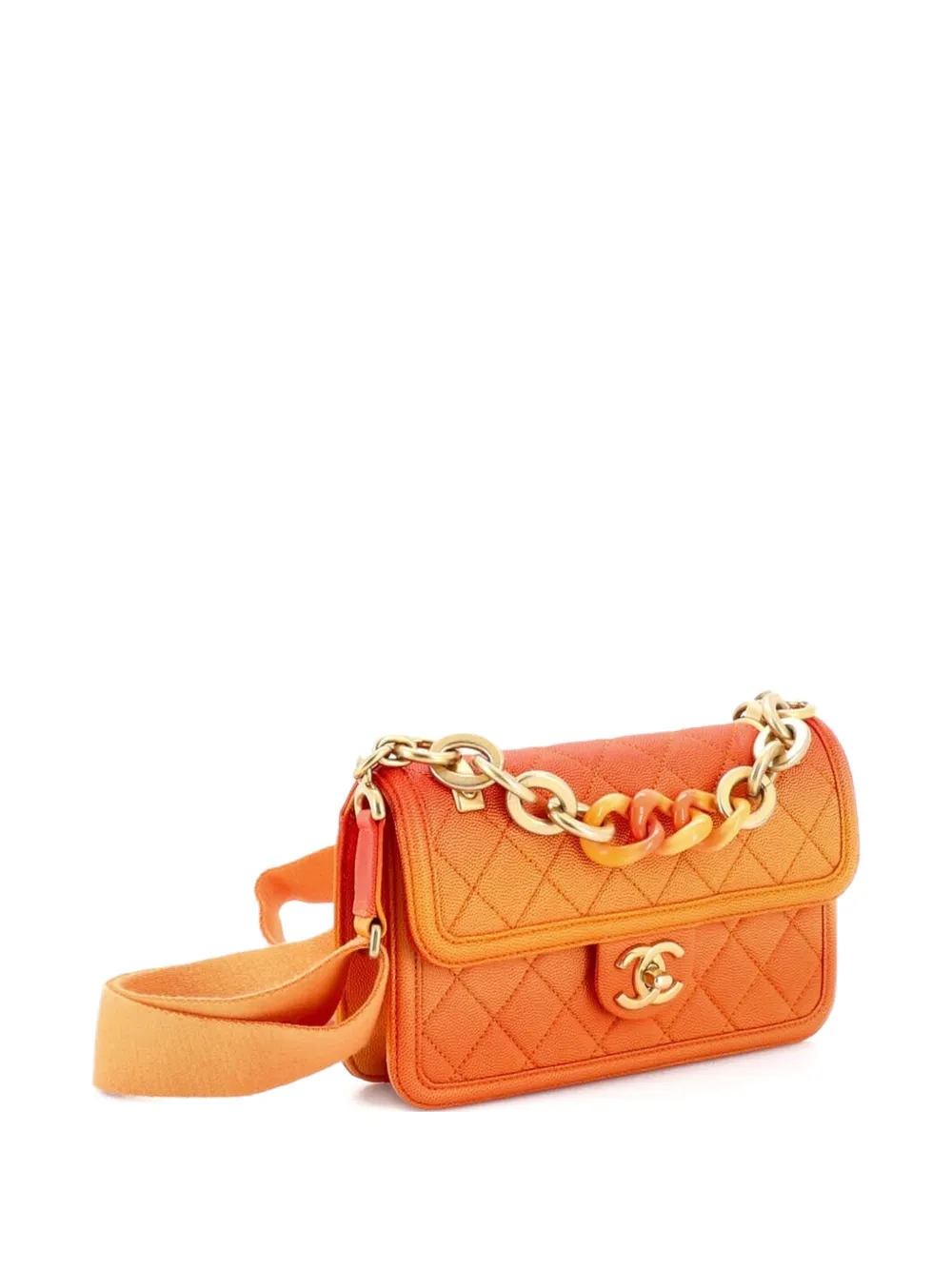 CHANEL Pre-Owned Sunset On The Sea Flap Bag Quilted Caviar Small shoulder bag - Arancione