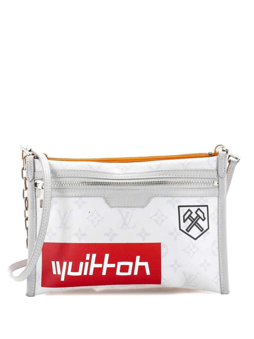 Louis Vuitton Pre-Owned Double Flat Messenger Bag Limited Edition Logo Story Monogram Canvas and Denim crossbody bag - Arancione