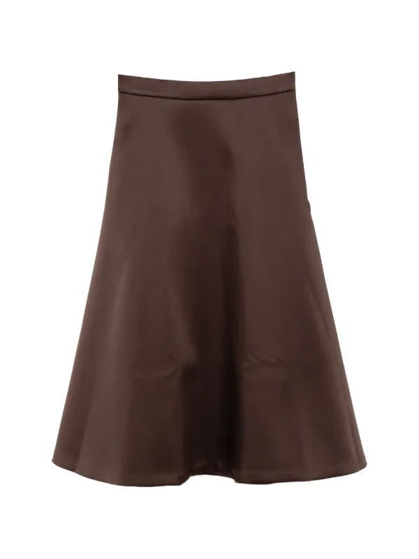 Róhe Satin Midi Skirt in Brown