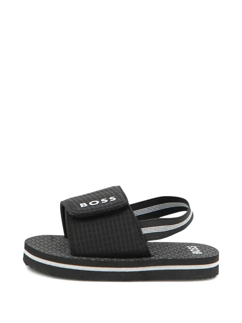 BOSS Kidswear stripe-strap sandals Zwart