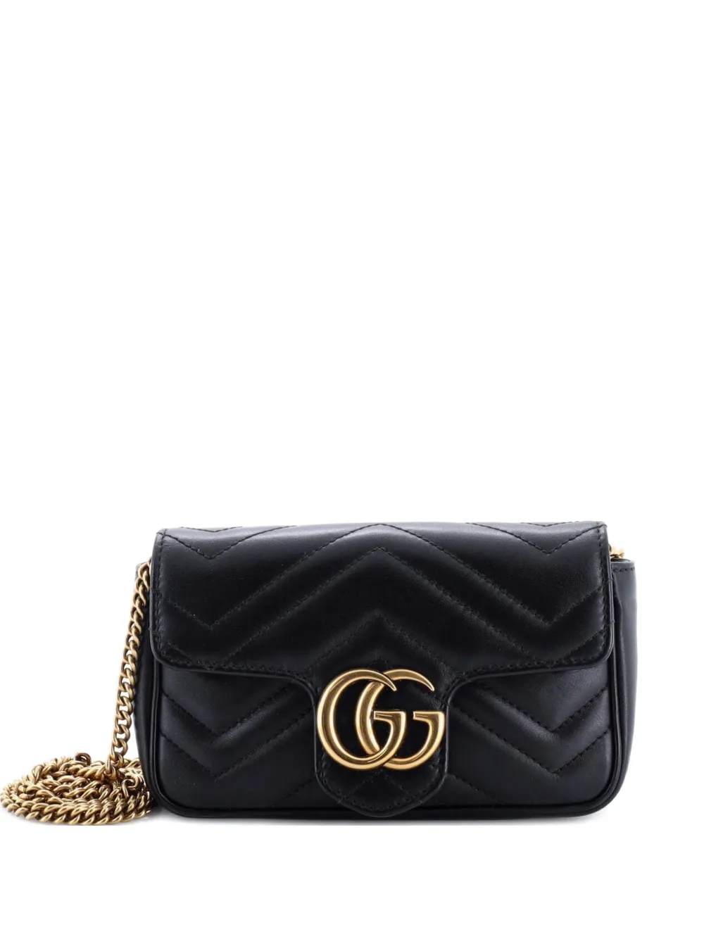 Gucci Pre-Owned GG Marmont Flap Bag Matelasse Leather Super Mini crossbody bag - Nero