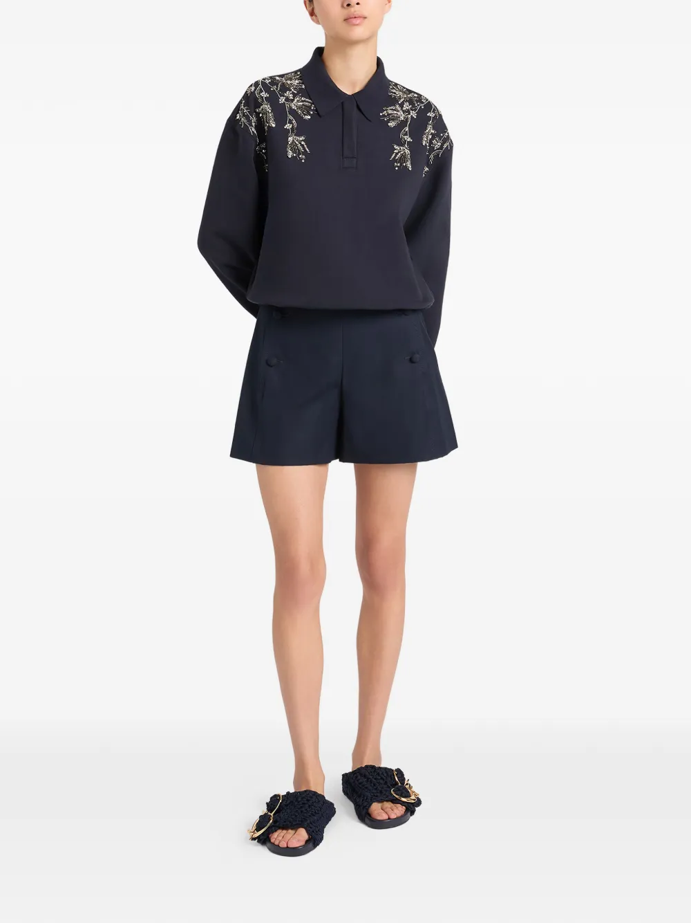 Ports 1961 Verfraaide polotop Blauw