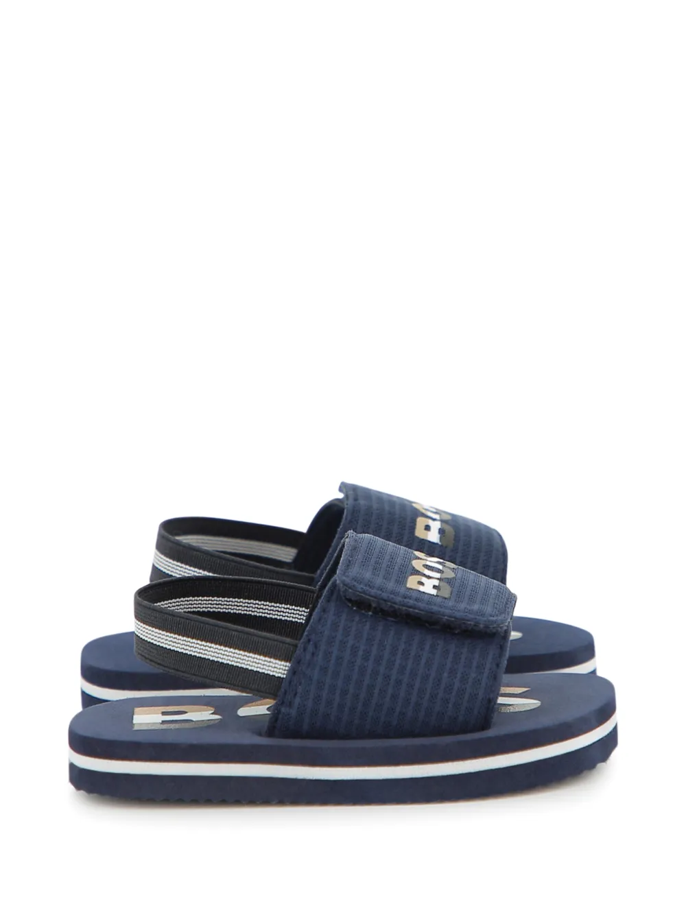 BOSS Kidswear Aqua sandalen met gestreept detail Blauw