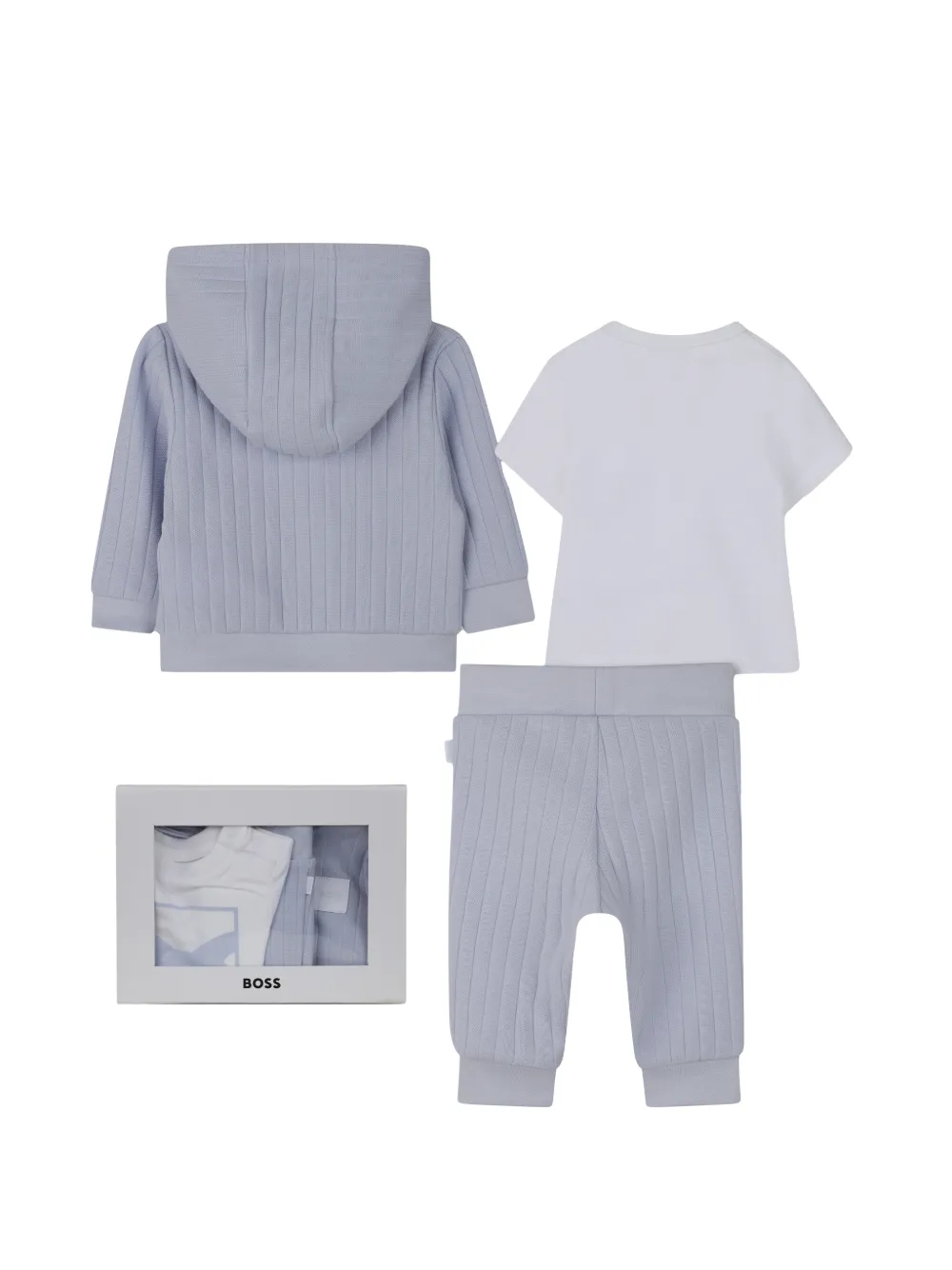 BOSS Kidswear Geribbelde set met capuchon Blauw