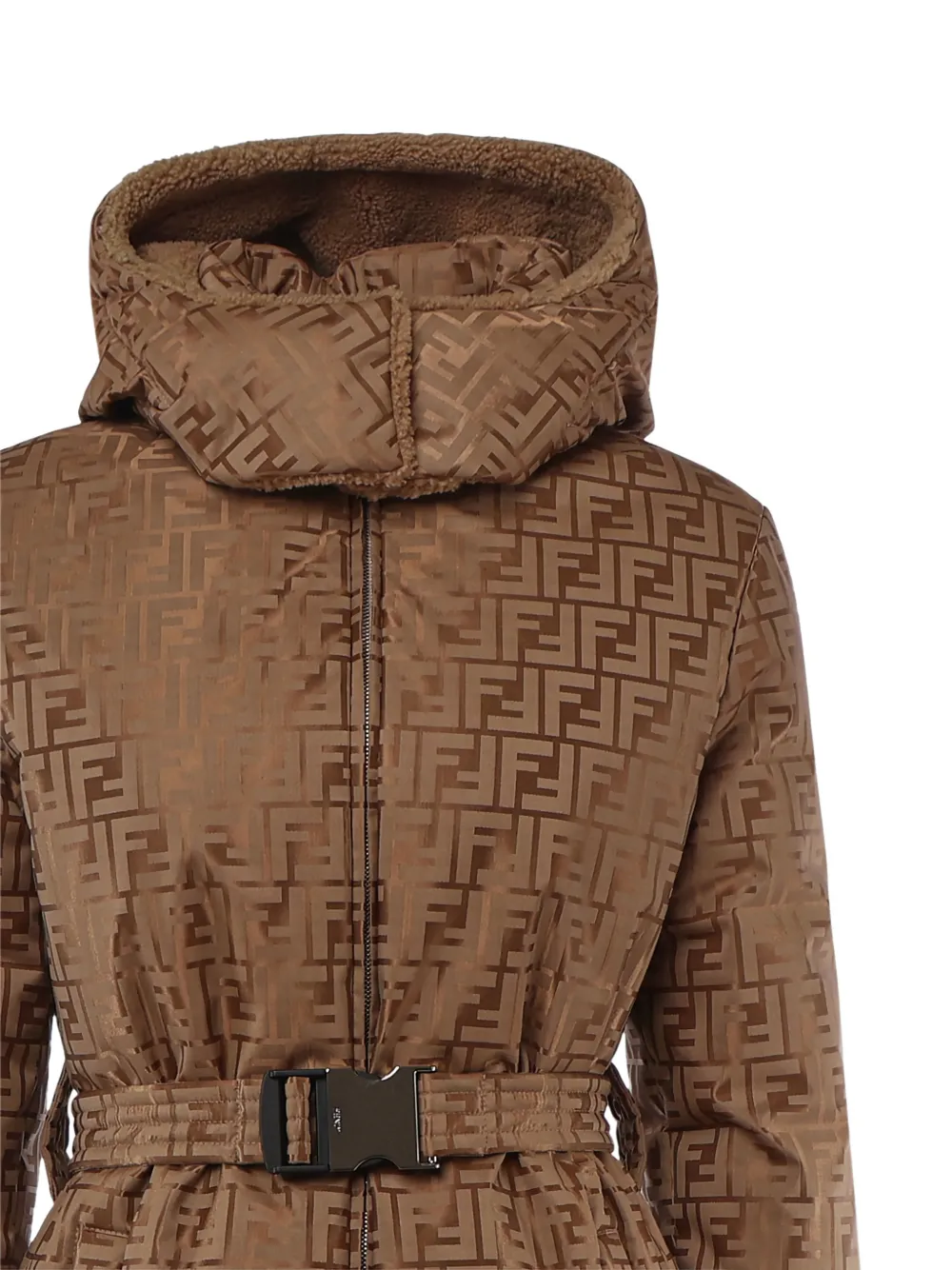 FENDI Jack met monogram-print en ceintuur Bruin