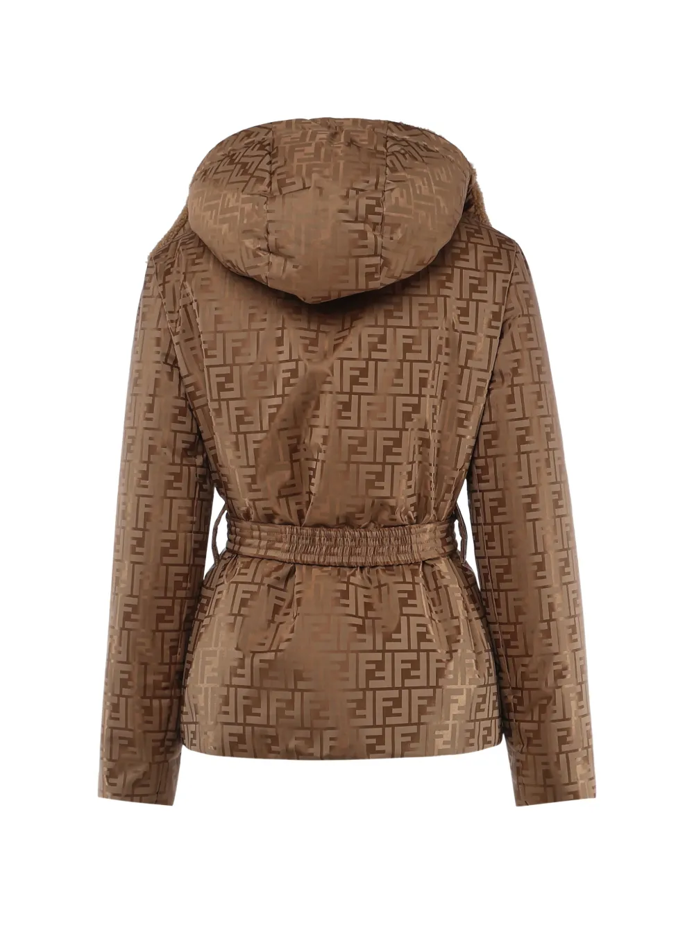FENDI Jack met monogram-print en ceintuur Bruin