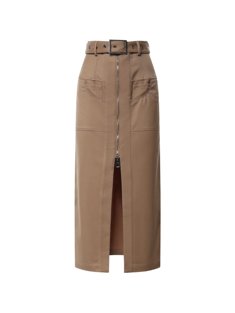 DONDUP belted zip-up long skirt - Marrone