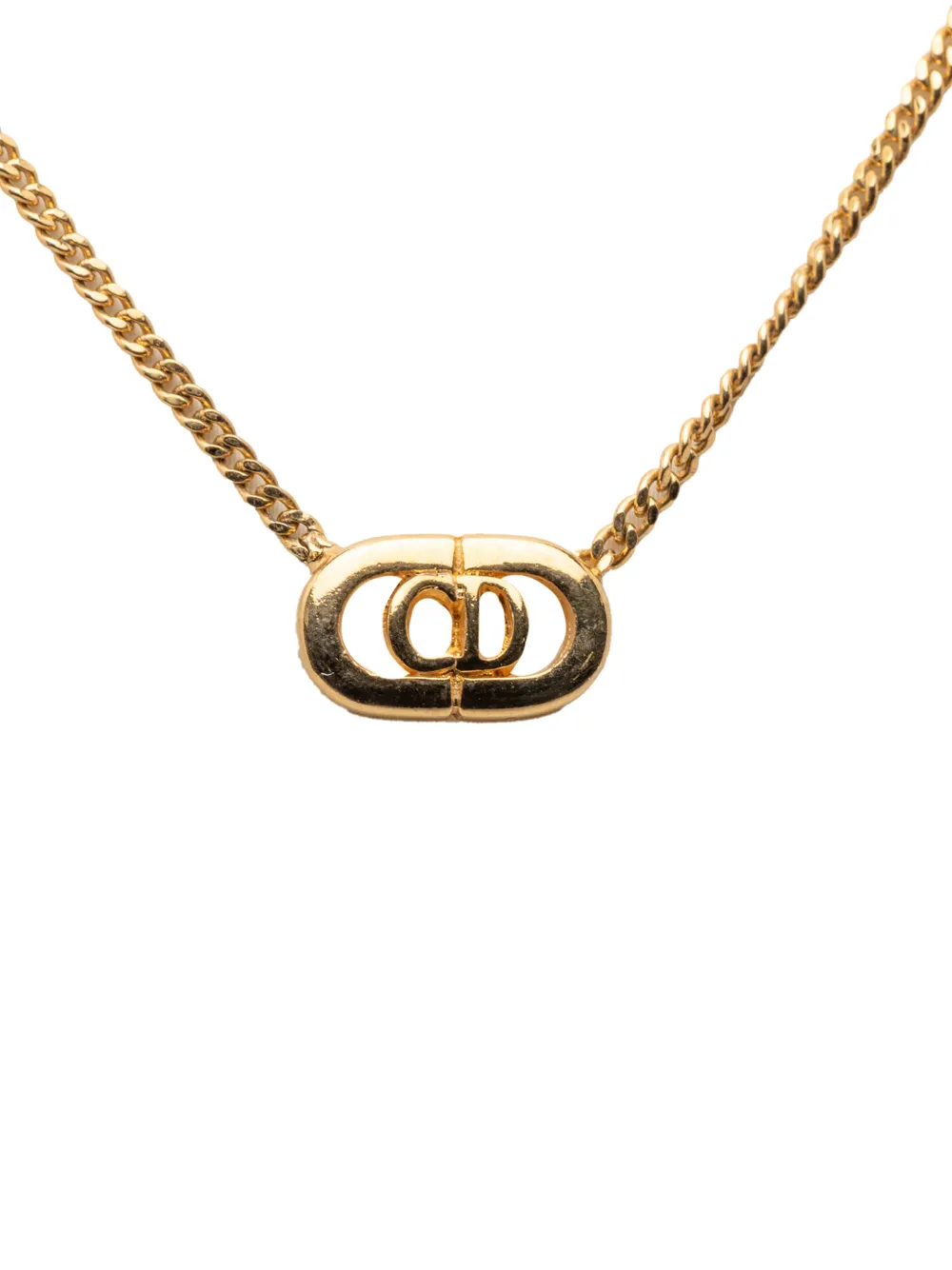 Christian Dior Pre-Owned 2000-2025 Gold Plated CD Logo Pendant Necklace costume necklace - Oro