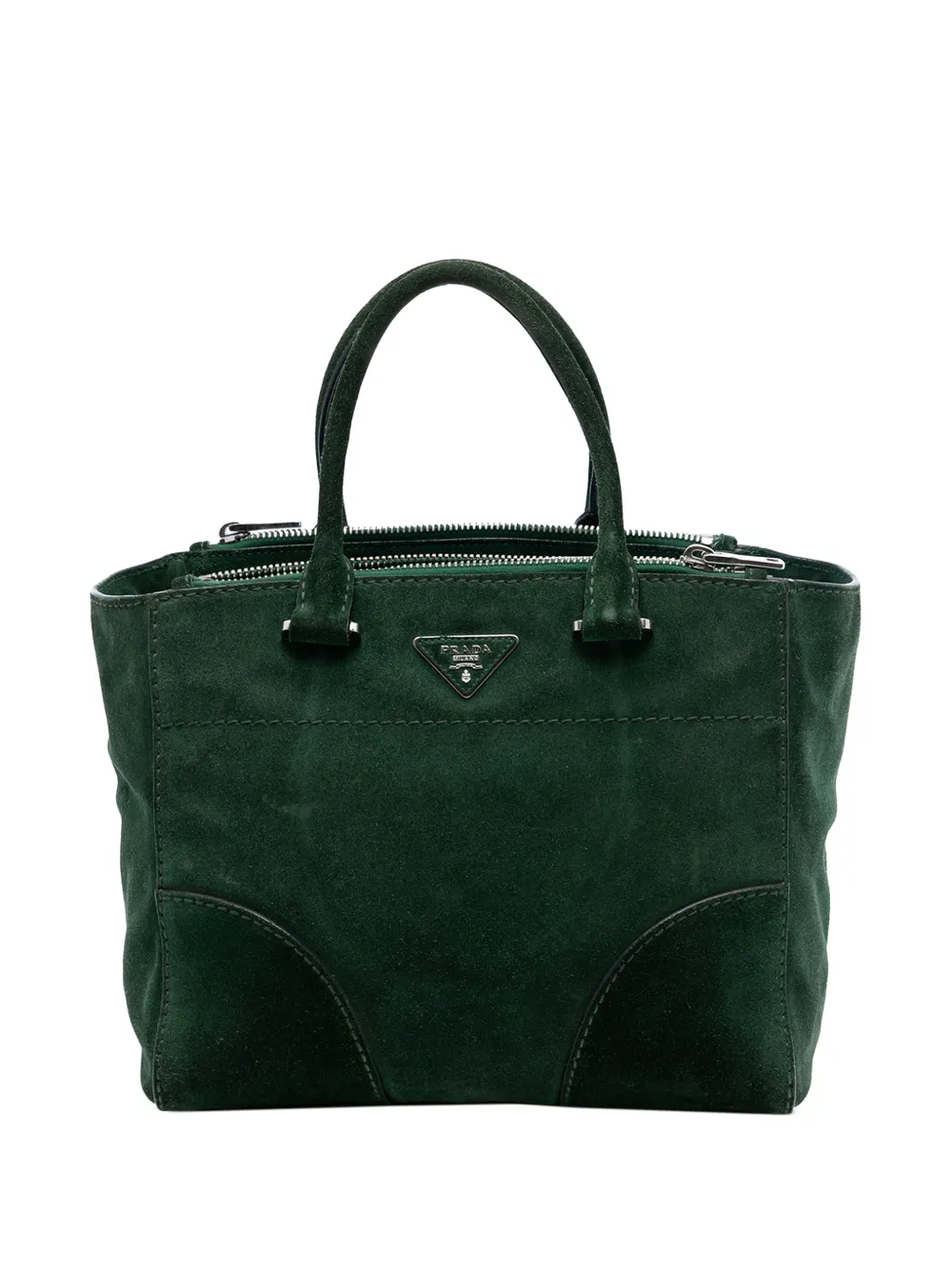 Prada Pre-Owned 2000-2025 Scamosciato Double Zip satchel - Verde