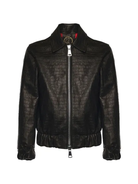 Giuliano Galiano crocodile-effect two-way zip jacket