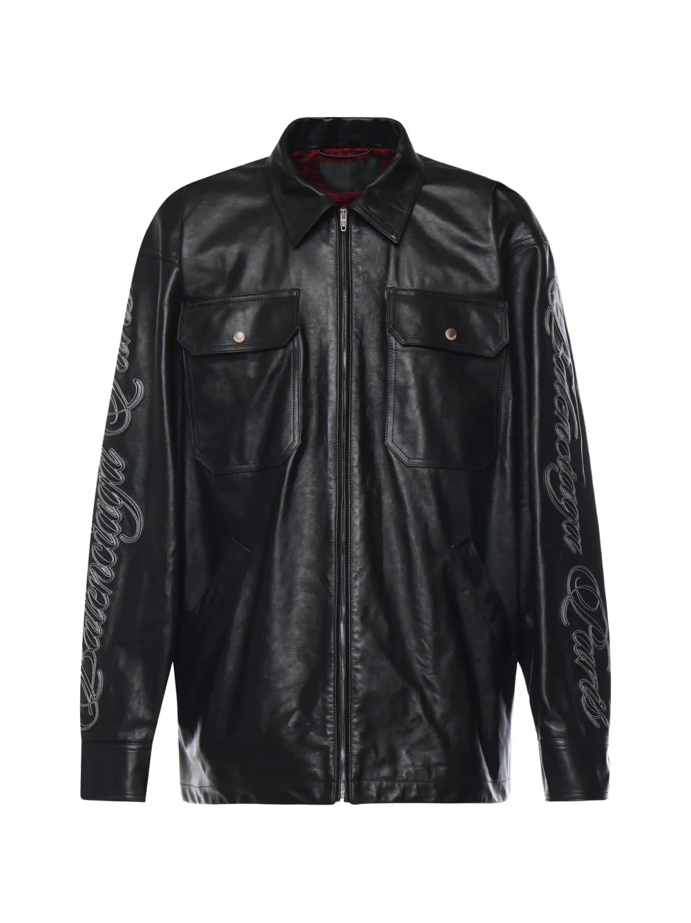 Balenciaga Leather Jacket In Black