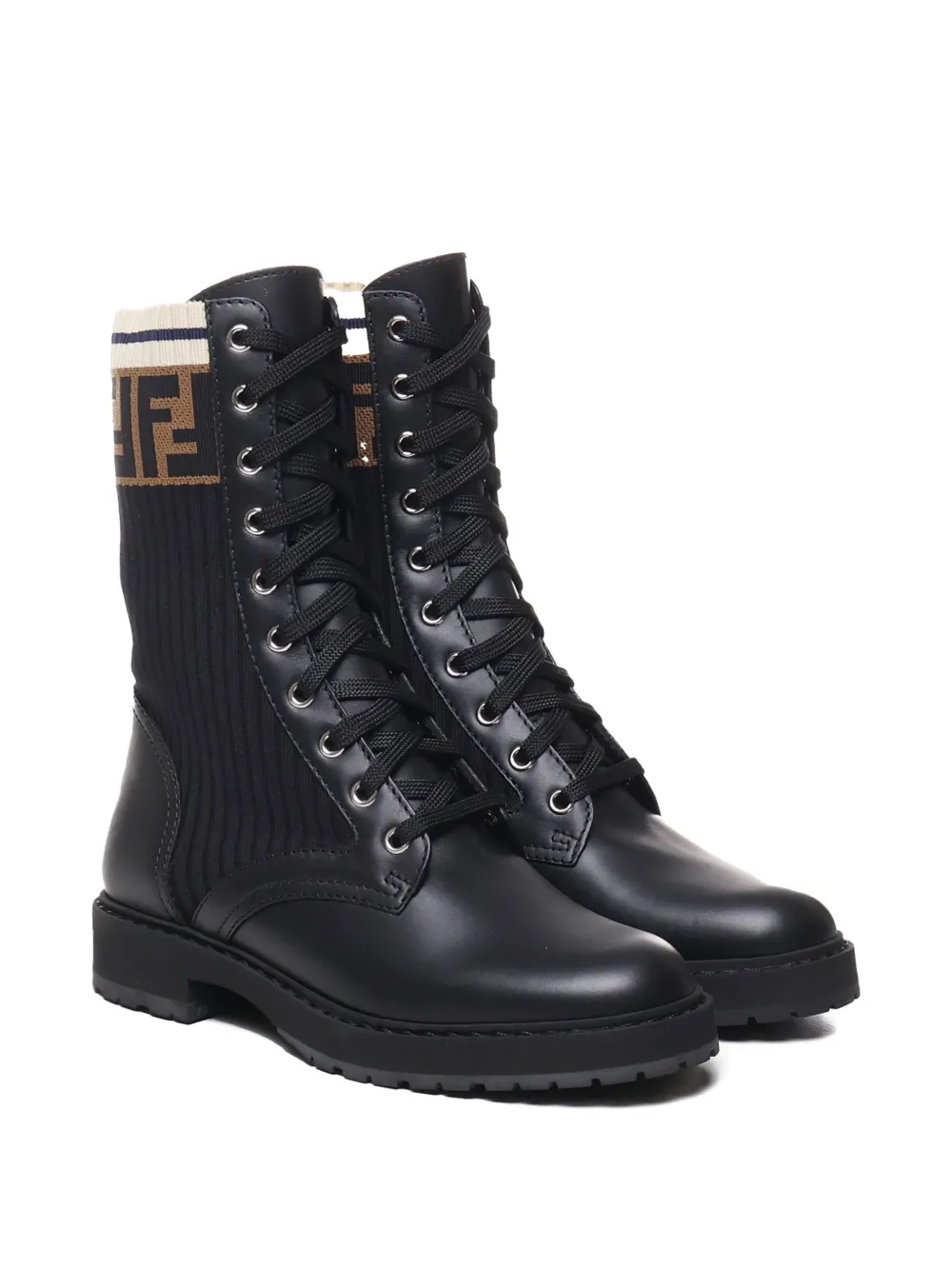 FENDI Rockoko lace-up boots Zwart