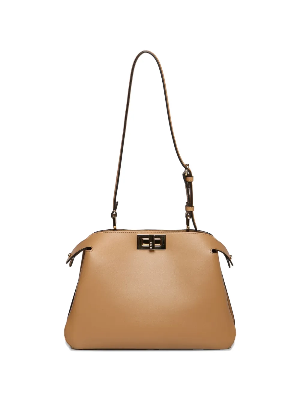 FENDI small Peekaboo logo shlouder bag - Marrone