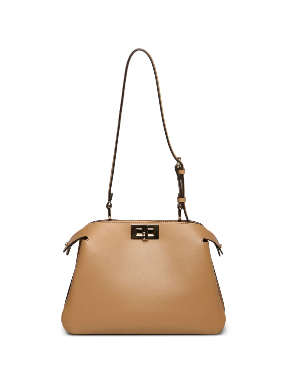 FENDI small Peekaboo logo shlouder bag - Marrone
