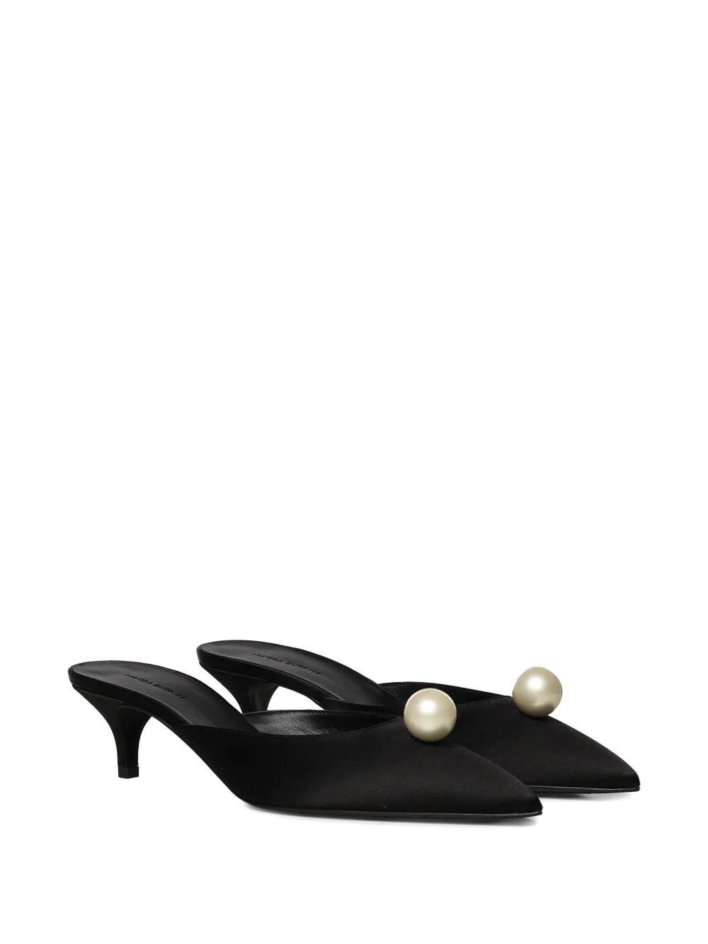 Magda Butrym faux-pearl silk-satin mules Zwart