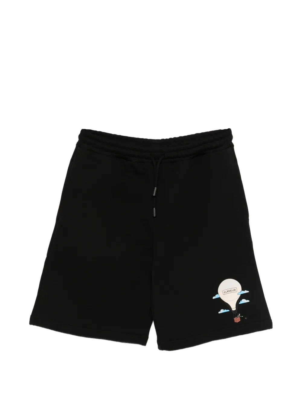FLÂNEUR Aéronautique drawstring graphic shorts - Nero