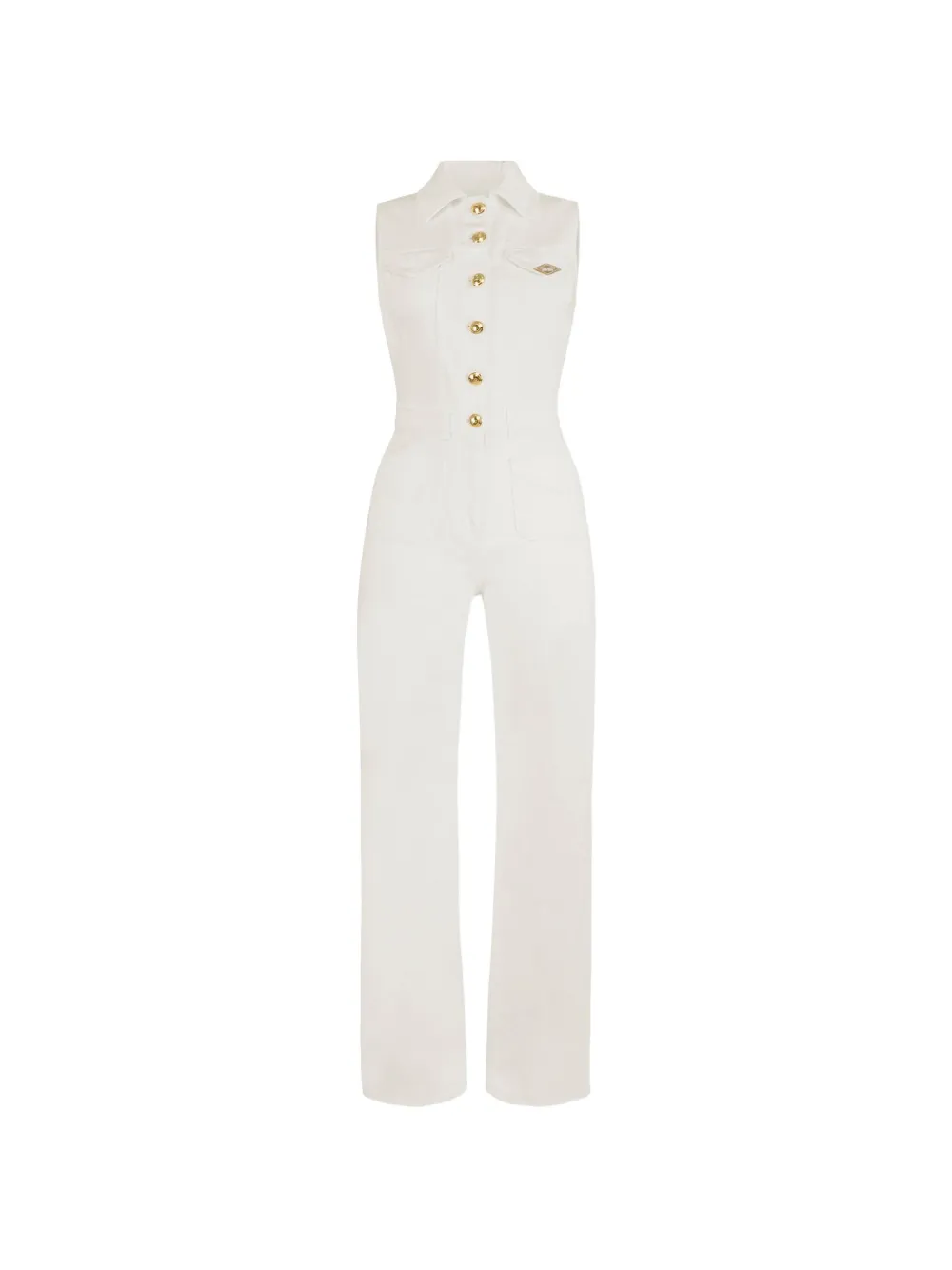 Elisabetta Franchi logo-detail denim jumpsuit - Toni neutri