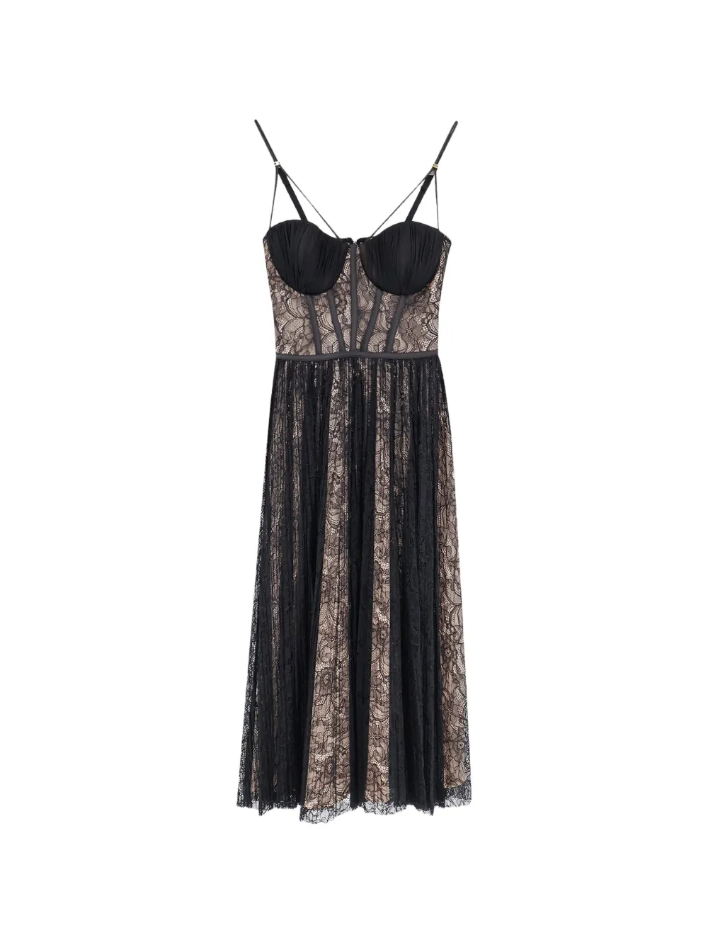 Elisabetta Franchi lace-panelled corset-style dress - Nero
