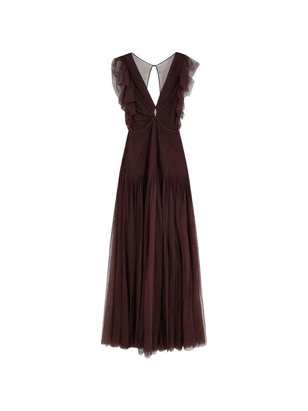 Elisabetta Franchi ruffled V-neck maxi dress - Marrone