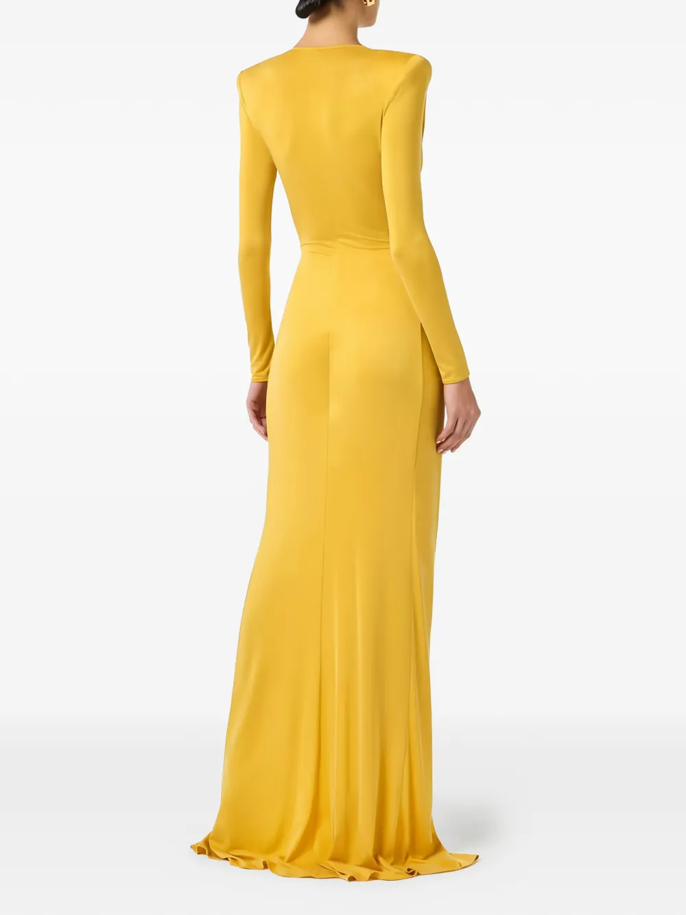 Elisabetta Franchi Maxi-jurk met lange mouwen en gedraaid detail Geel