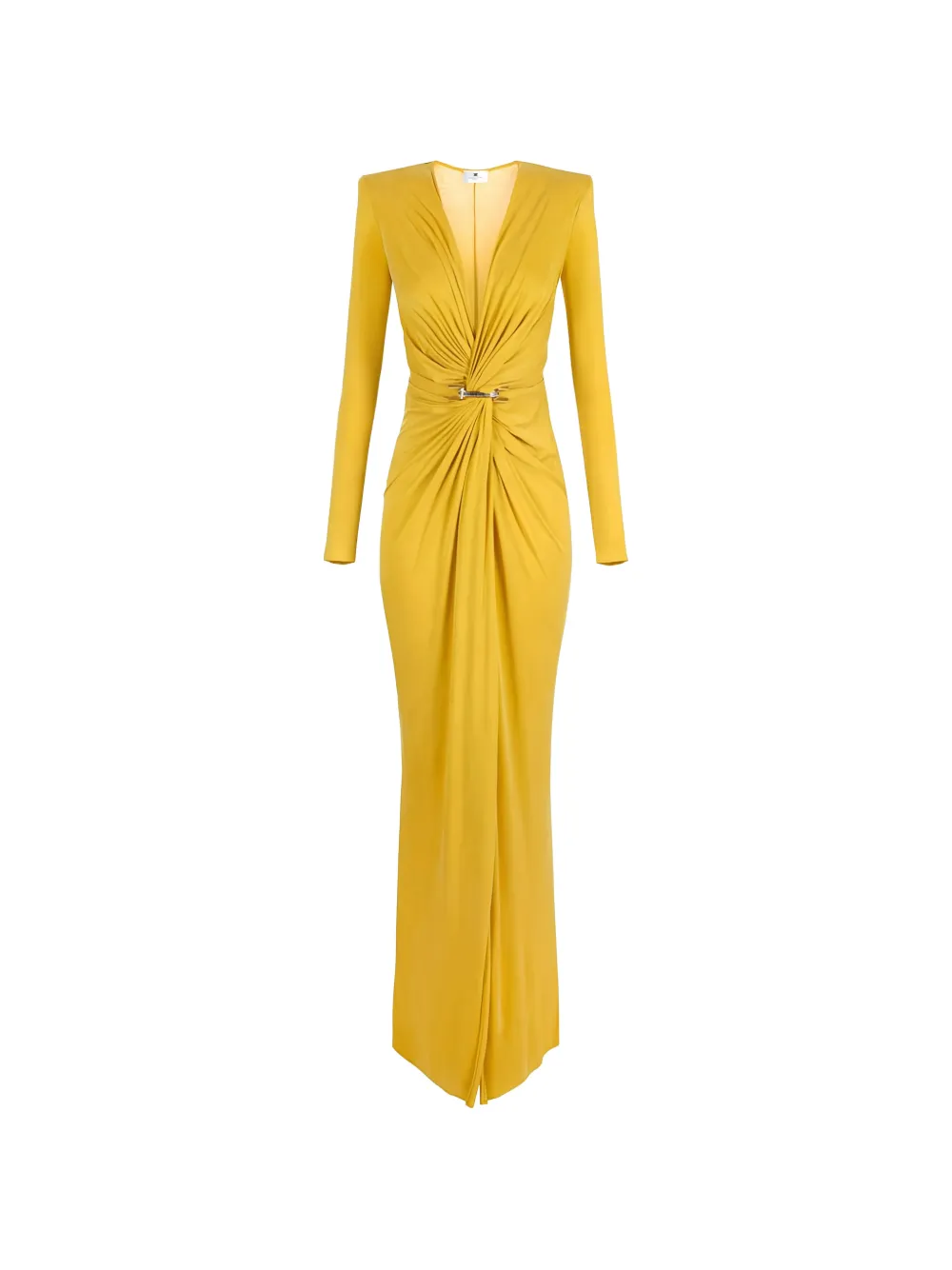 Elisabetta Franchi twisted long-sleeve maxi dress - Giallo