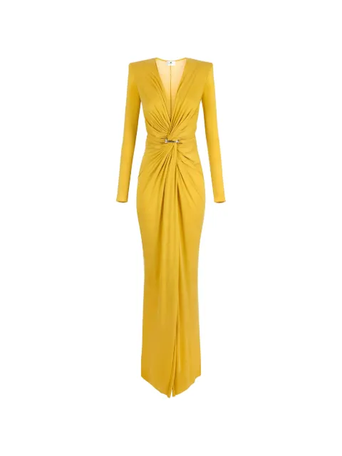 Elisabetta Franchi twisted long-sleeve maxi dress