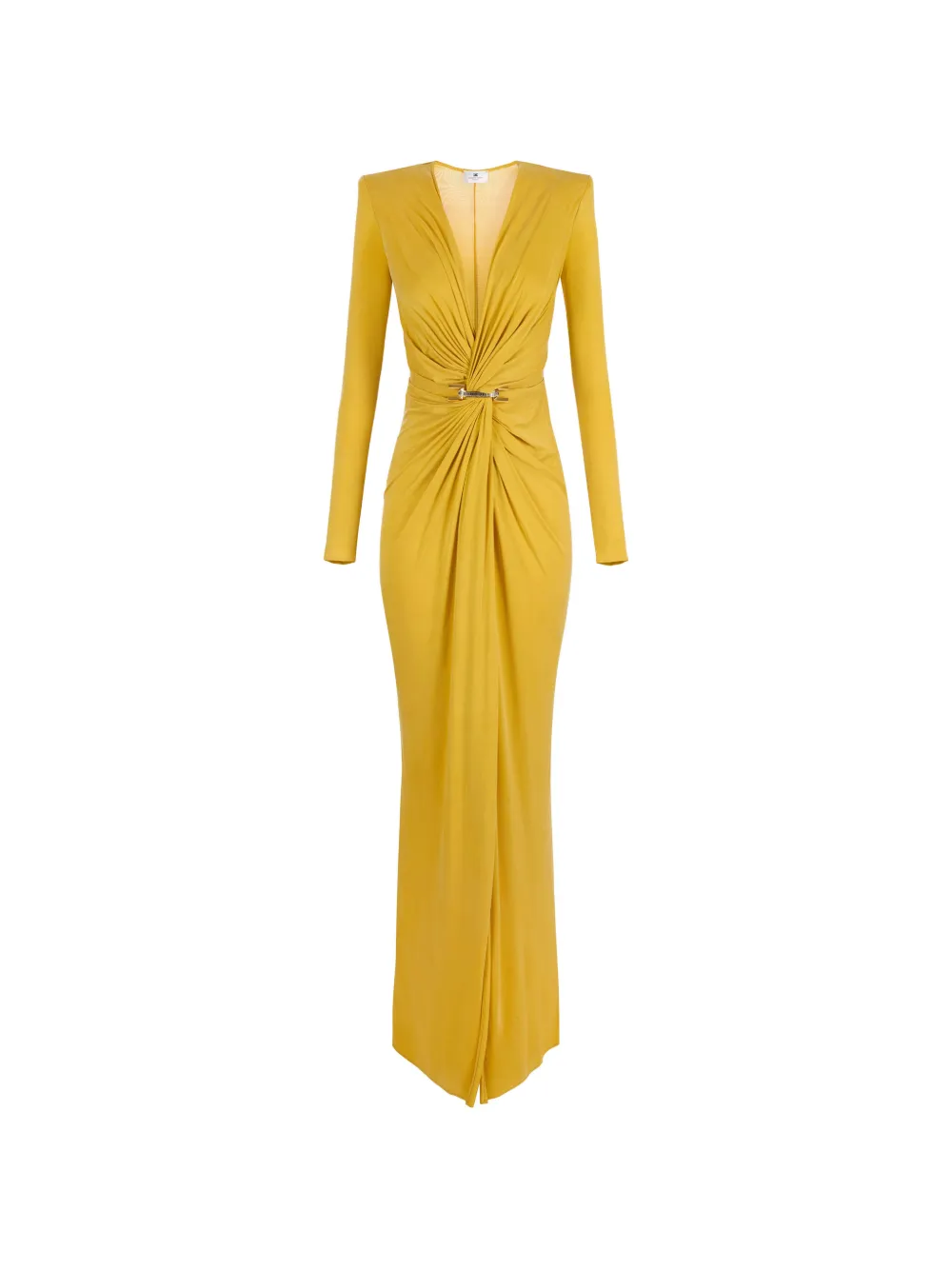 Elisabetta Franchi Red Carpet dress in cupro jersey fabric with jewel logo