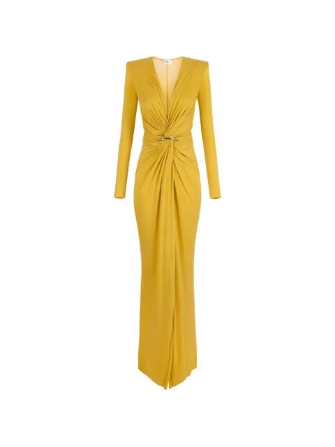 Elisabetta Franchi Vestido longo mangas longas com torção