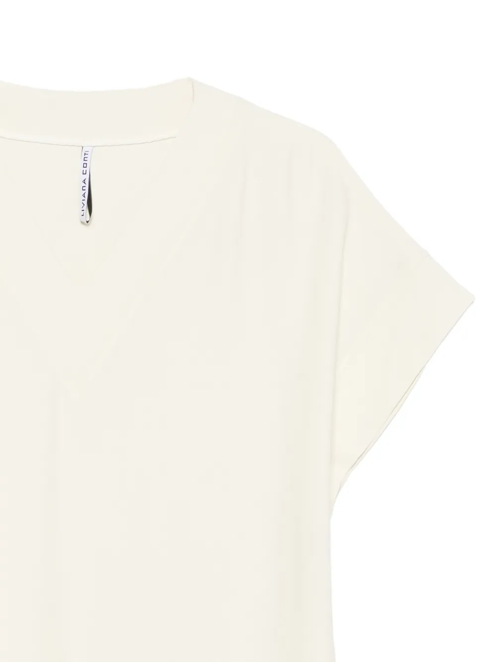 Liviana Conti T-shirt met trekkoord en V-hals Beige