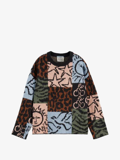 Scotch & Soda patchwork intarsia-knit sweater
