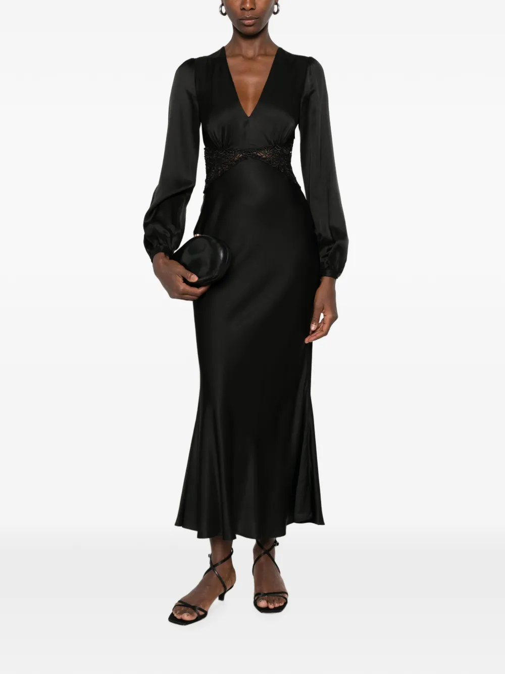 TWINSET Maxi-jurk met open rug en kant Zwart