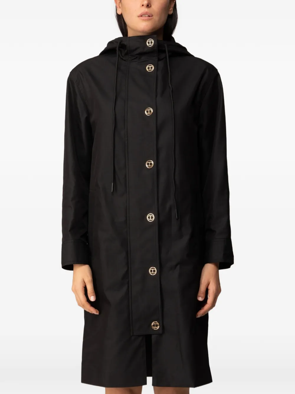 TWINSET Trenchcoat mit Kapuze - Schwarz